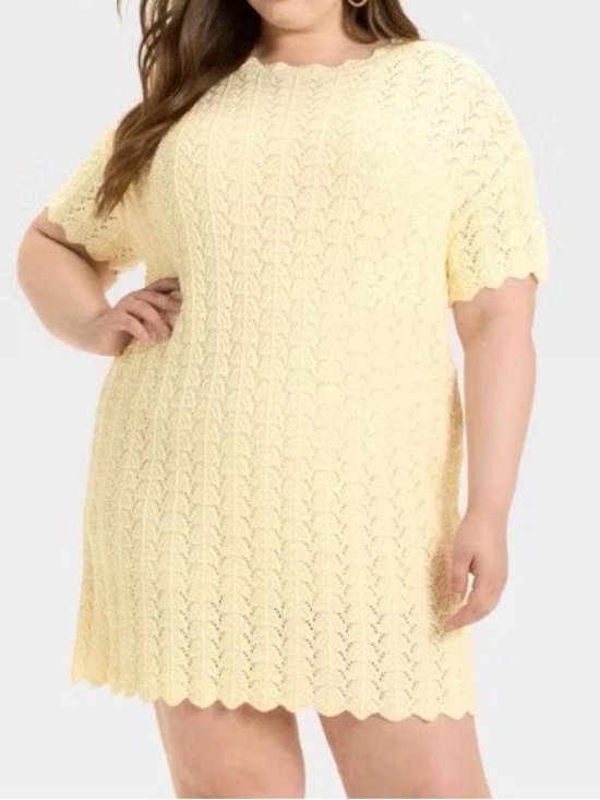 a new day Other - NWT XL Women's Short Sleeve Pointelle Mini Crochet Dress - A New Day, Off-White
